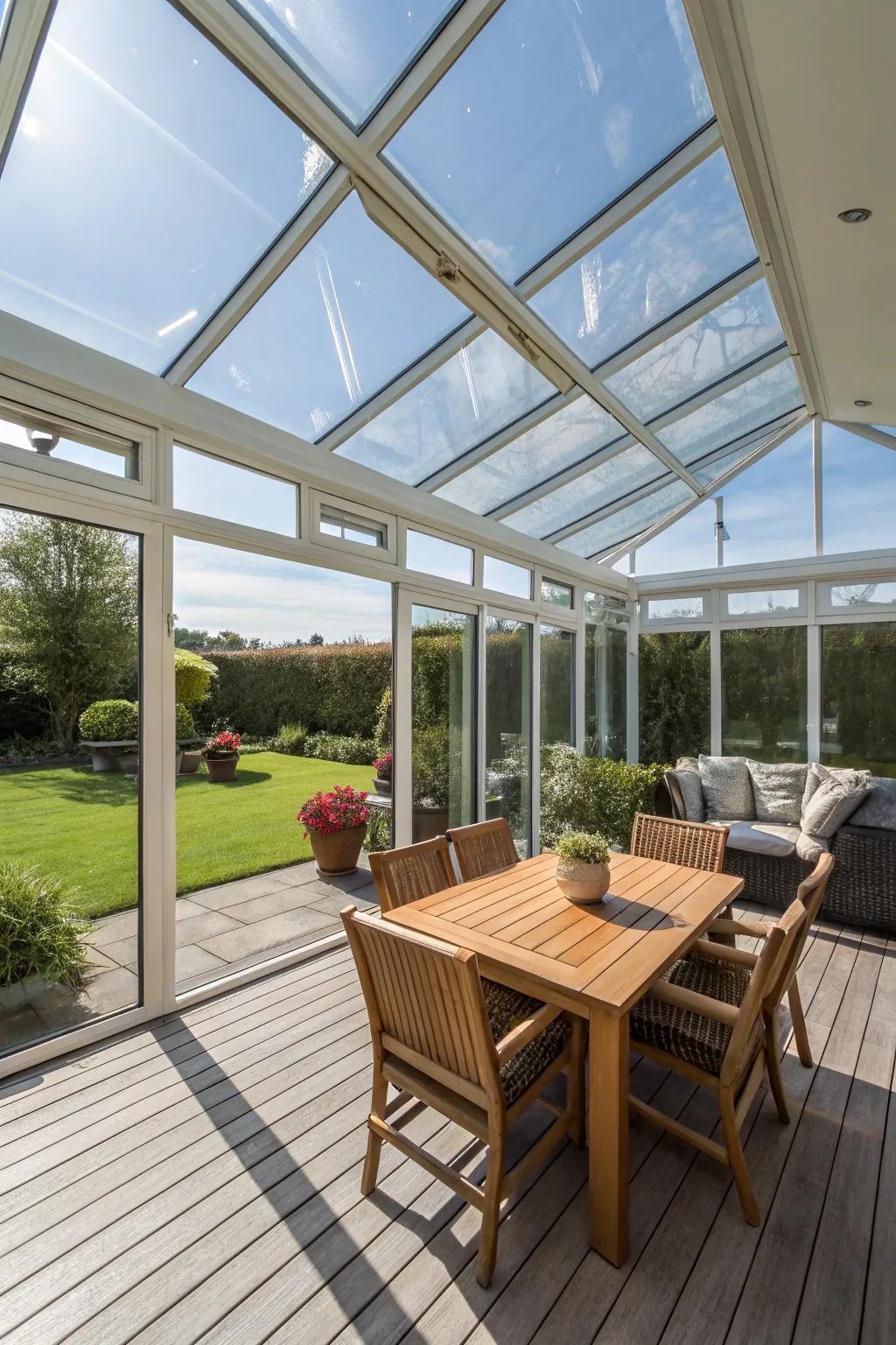 A weatherproof porch ready for year-round enjoyment.