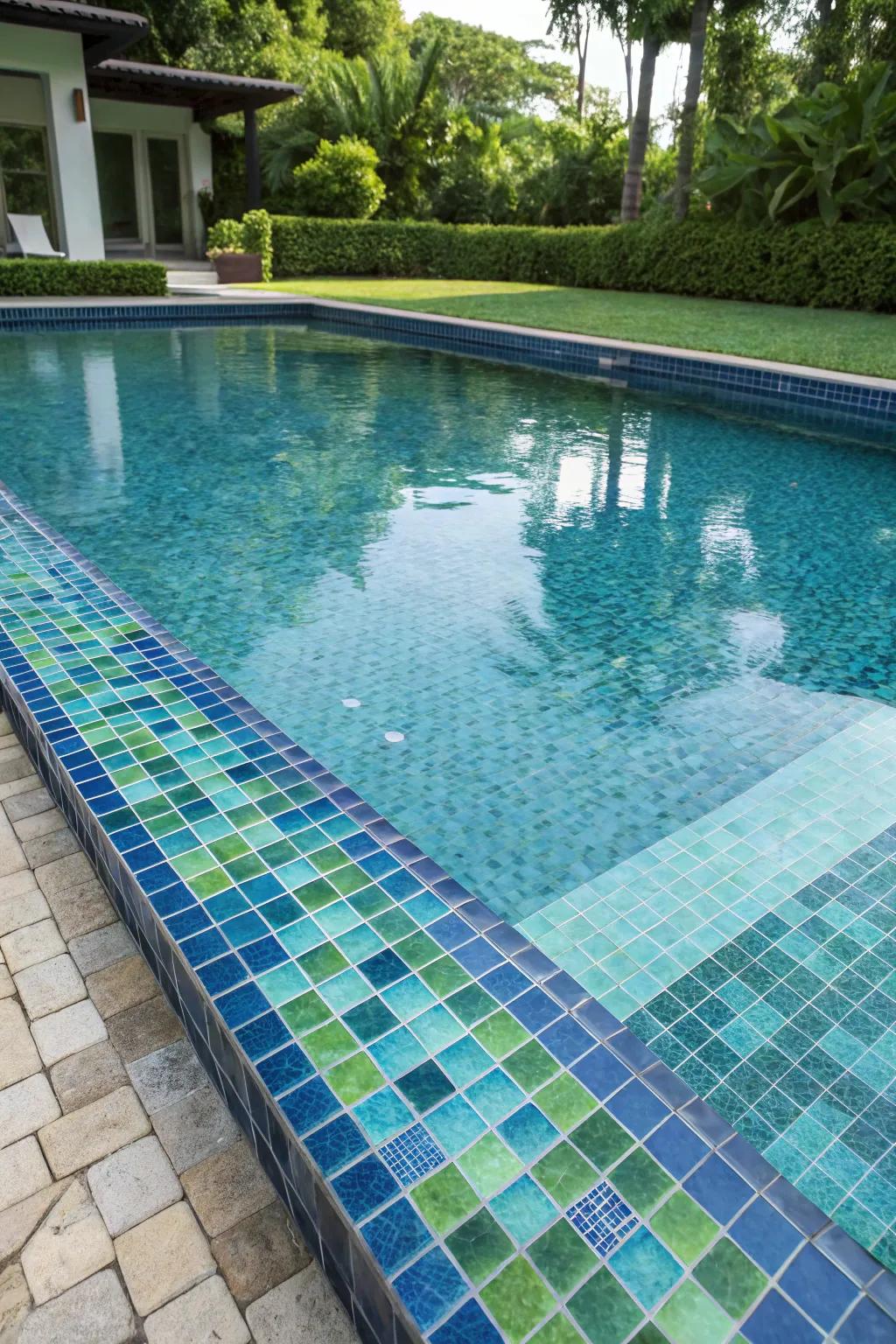 Colorful glass tiles bring vibrancy and uniqueness to your pool.