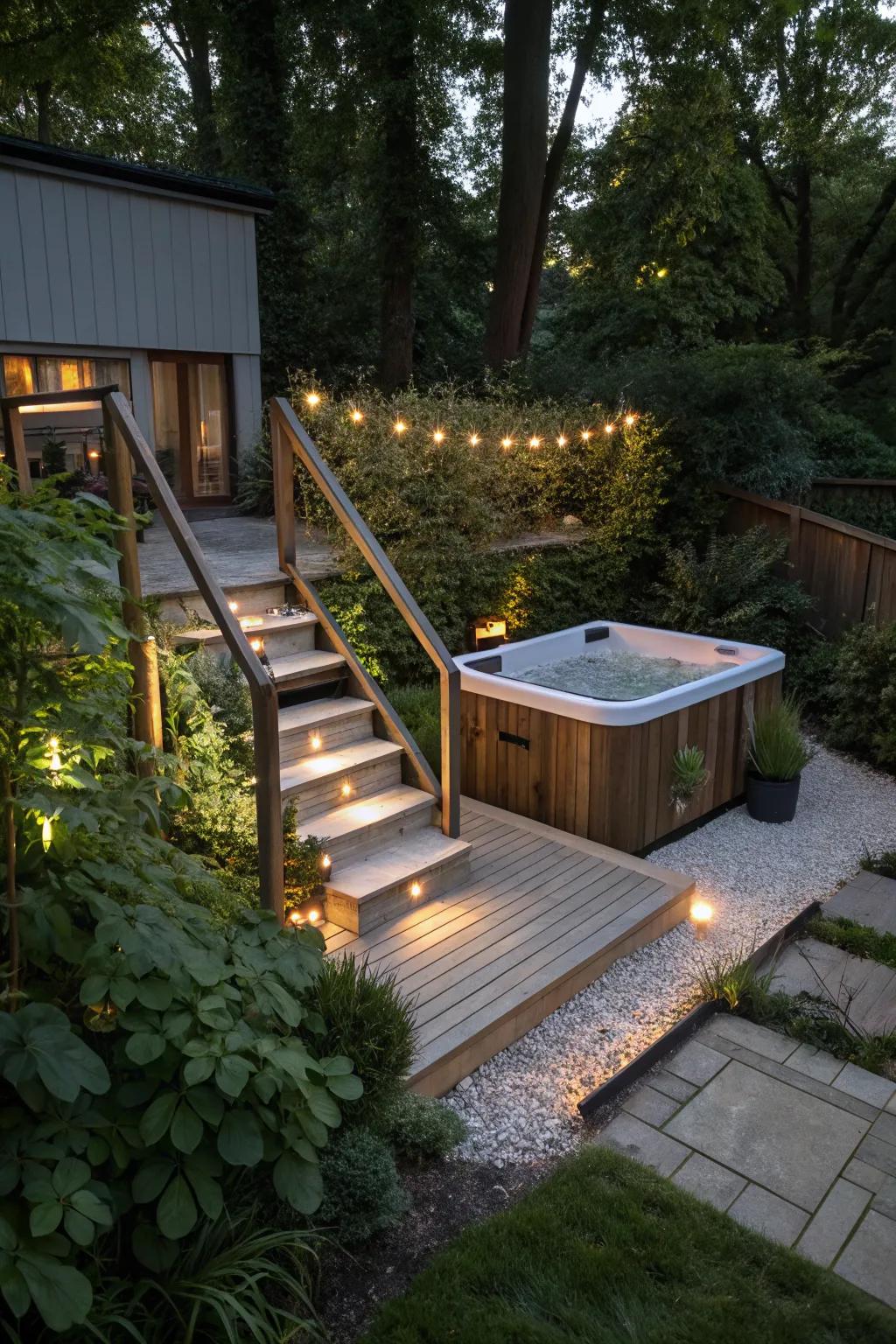 Elevating your hot tub enhances drainage and access.