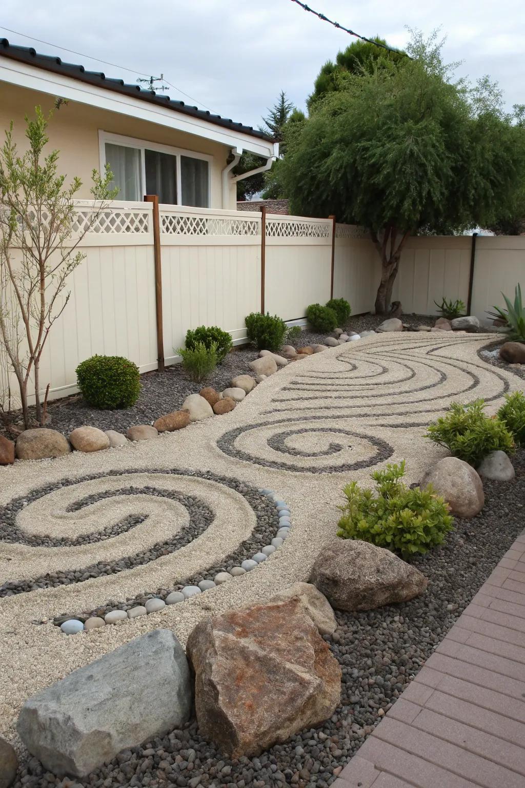 Use color contrasts for a striking gravel design.