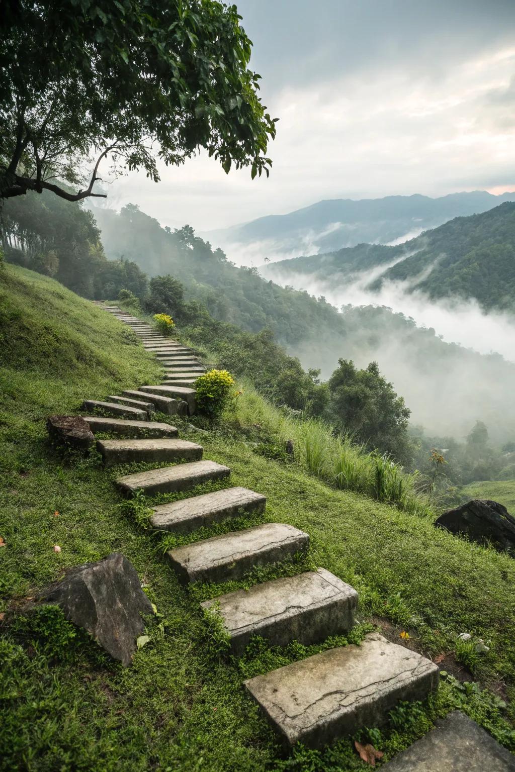 Floating stone steps with a magical appeal