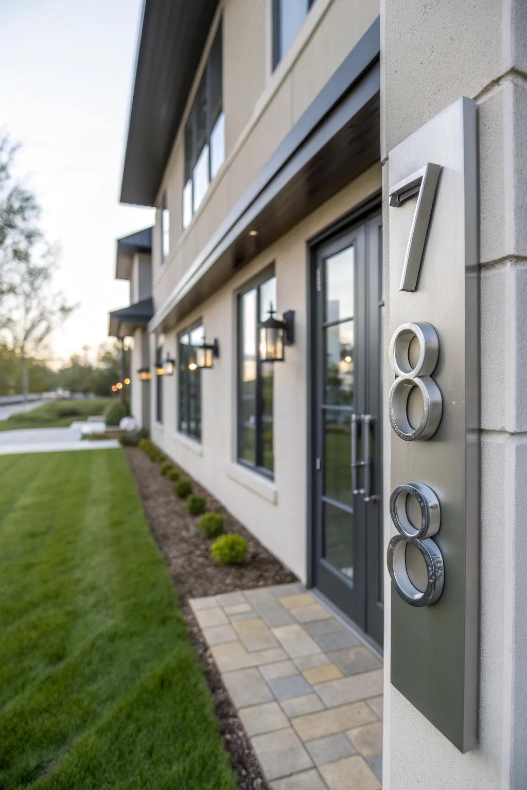 Sleek, modern house numbers giving a fresh look to the home.