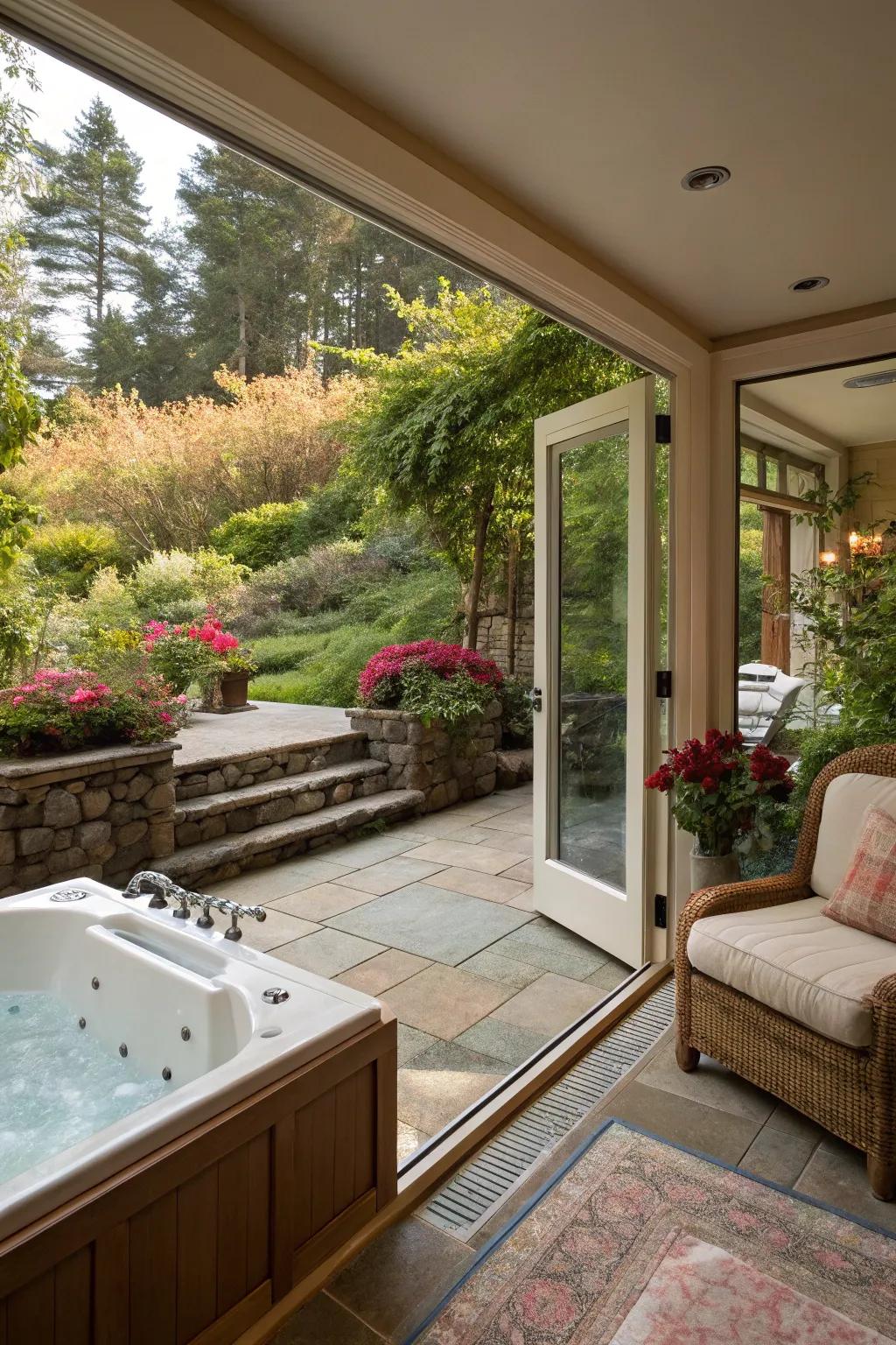 Connecting your spa to the outdoors adds a natural touch of tranquility.
