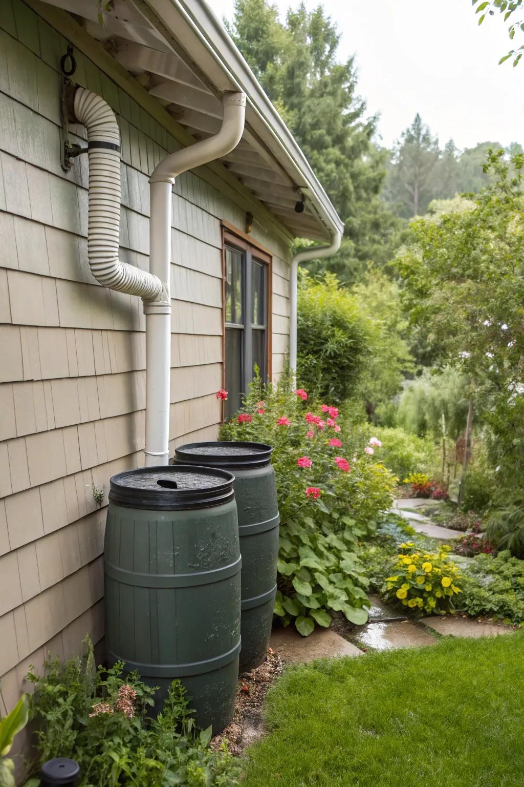 Efficient rainwater collection system for garden use.