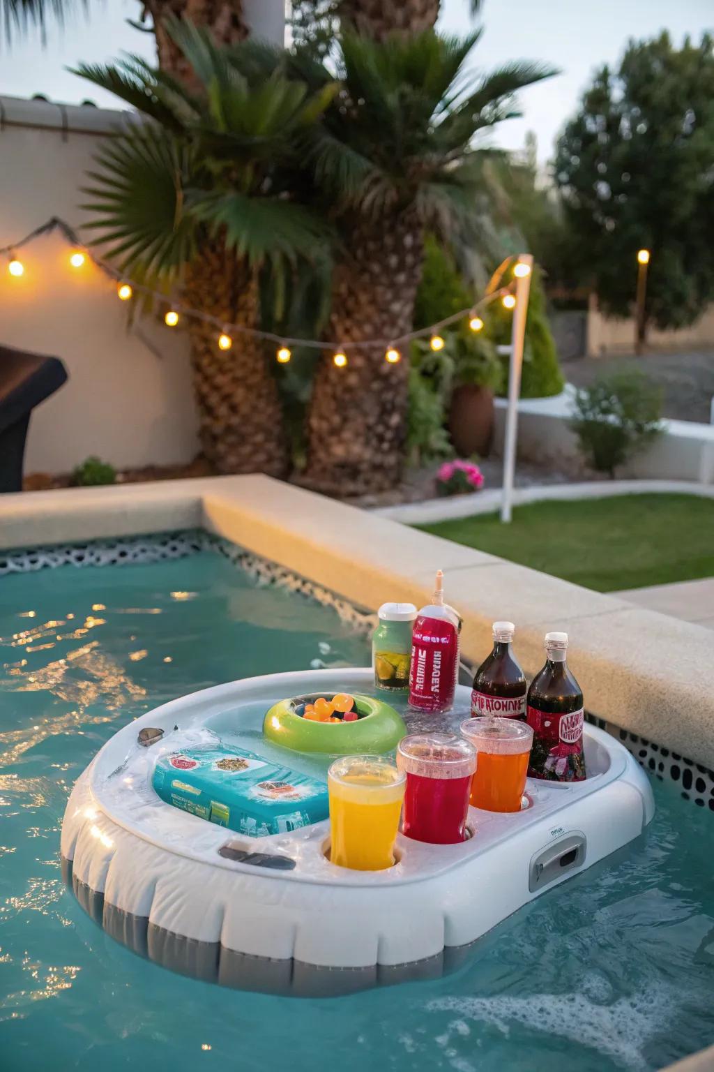 A floating drink holder keeps your beverages accessible without breaking the bank.
