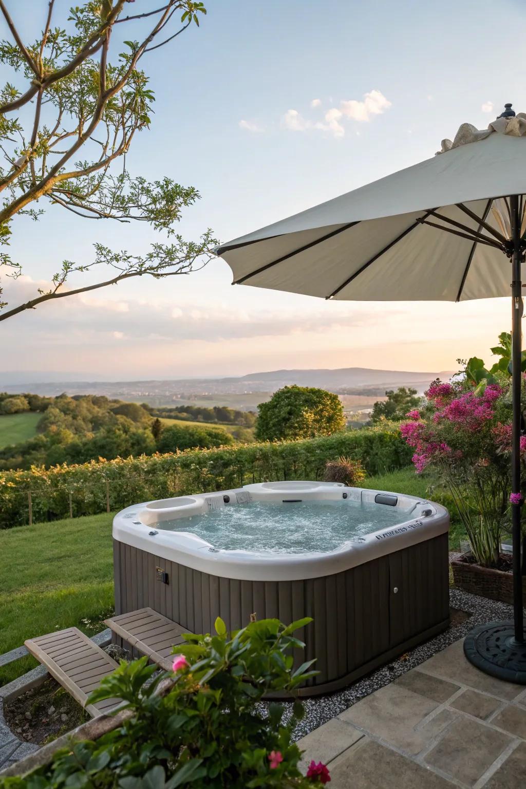 Position umbrellas to make the most of your scenic surroundings.