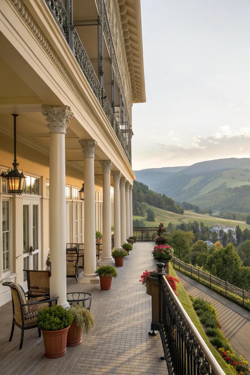 Charming balconies offer comfort and a touch of luxury.
