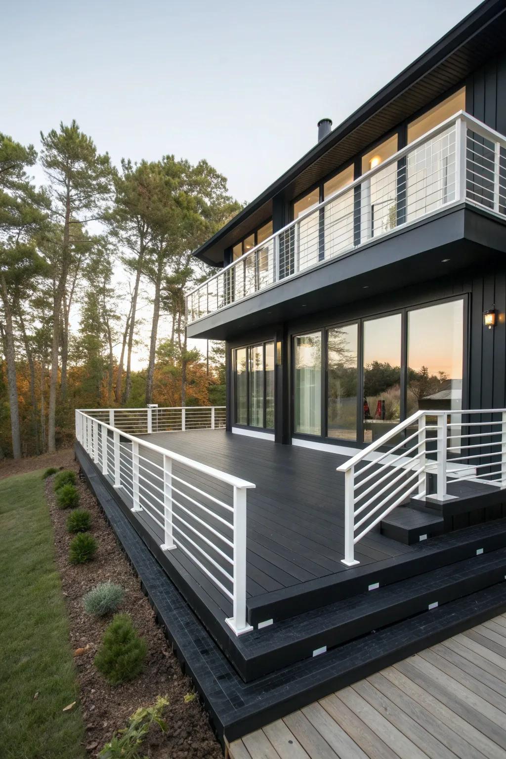 Bold black and white create a striking, modern contrast.