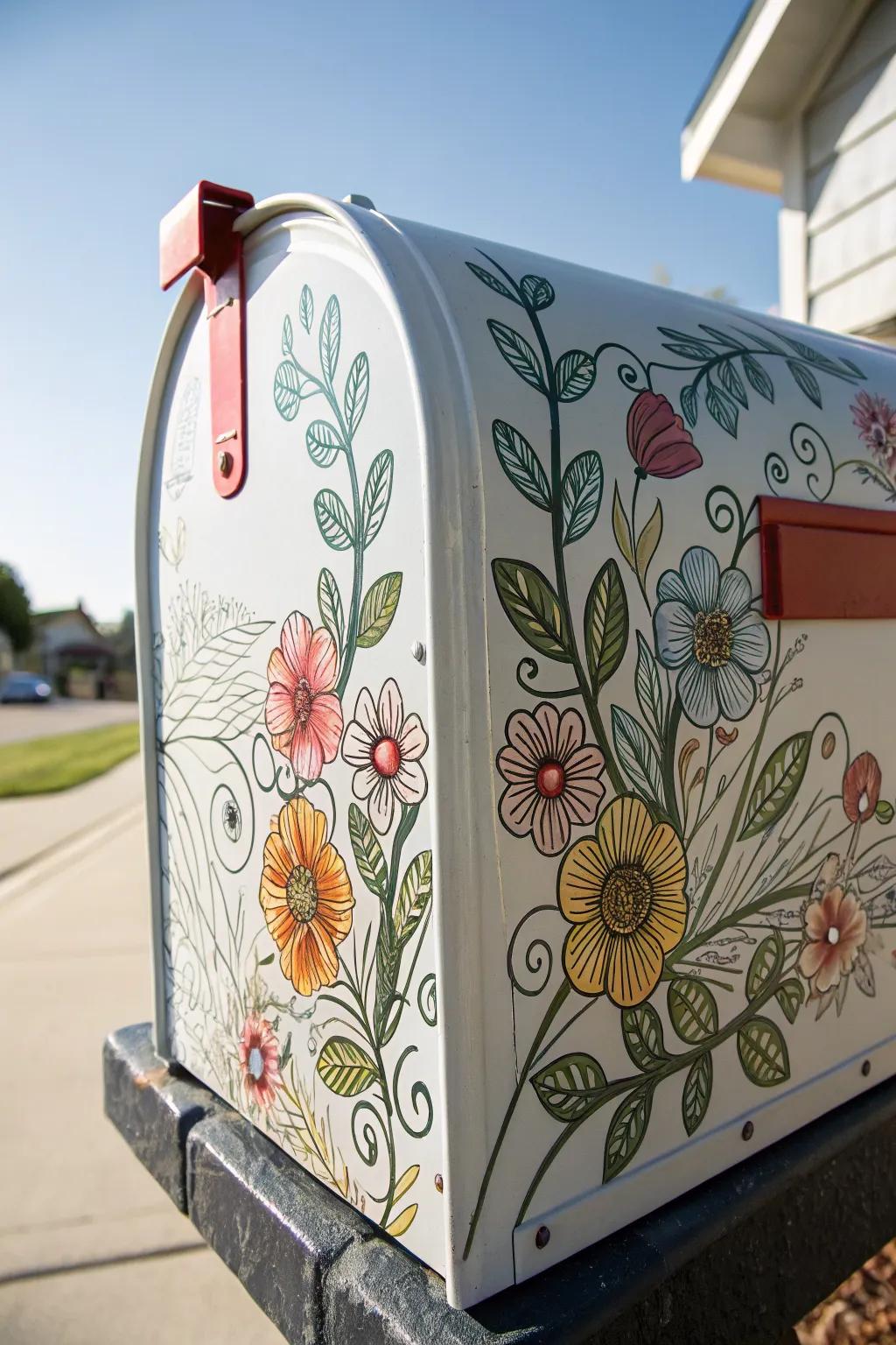 A hand-painted mailbox that showcases artistic flair