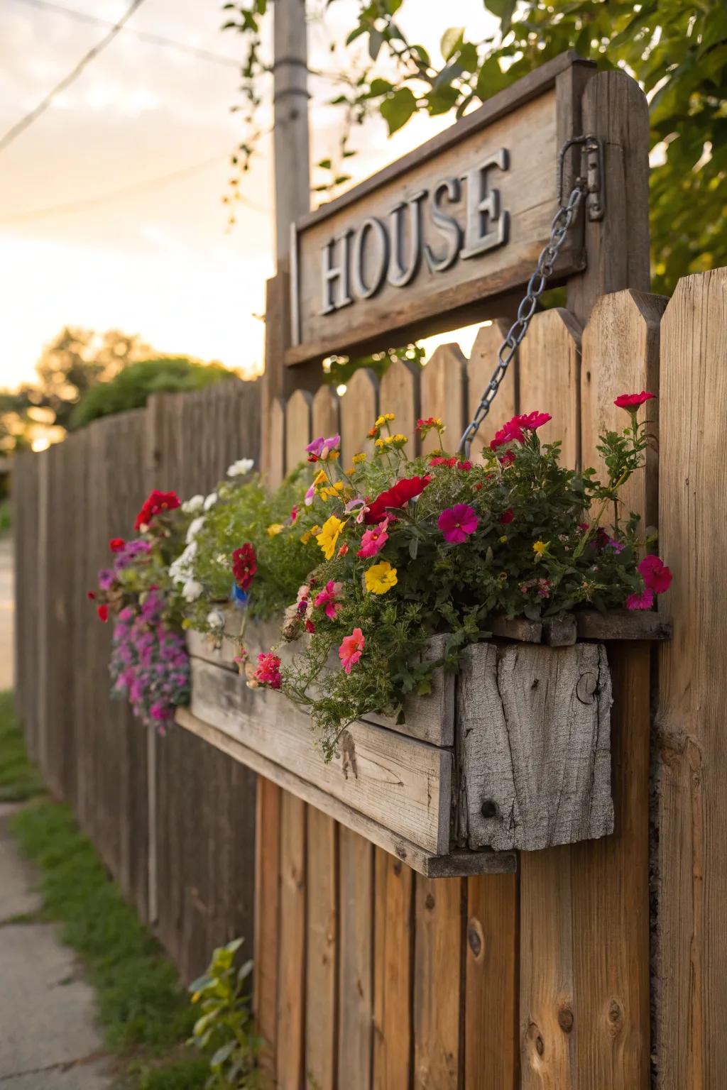 Combine nature and signage for a lively look.