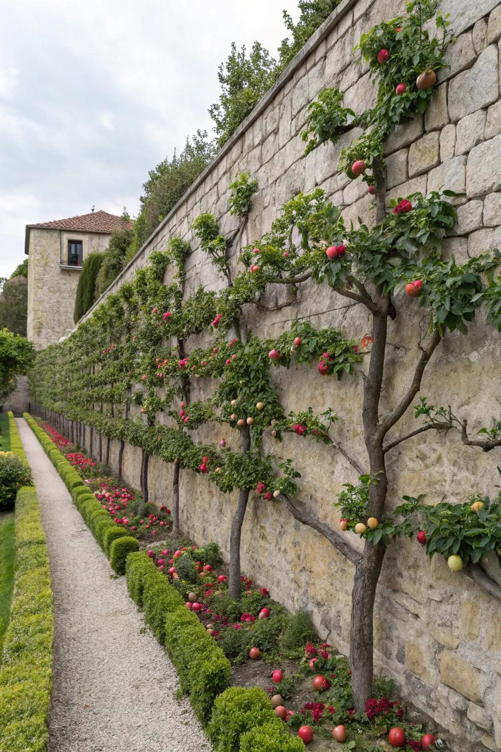 Espaliered trees adding structure and beauty to a garden