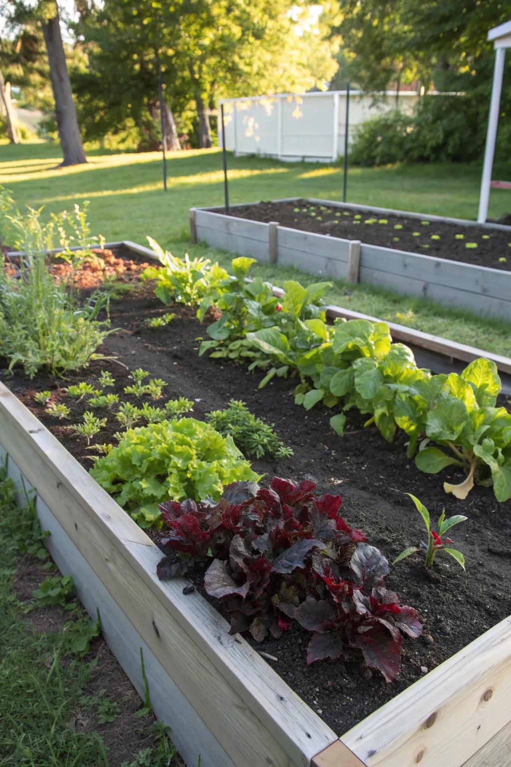 Compost as the nutrient-rich topping for a raised garden bed.