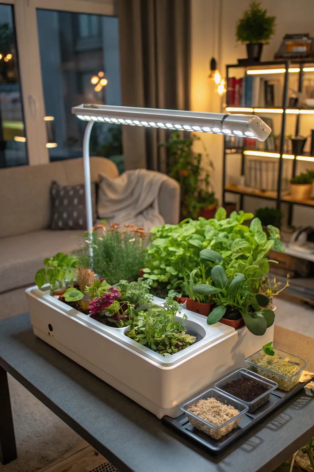 Bring the outdoors in with an indoor hydroponic setup.
