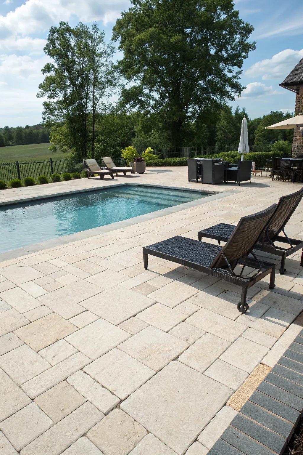 Use contrasting colors to create a visually stunning poolside.