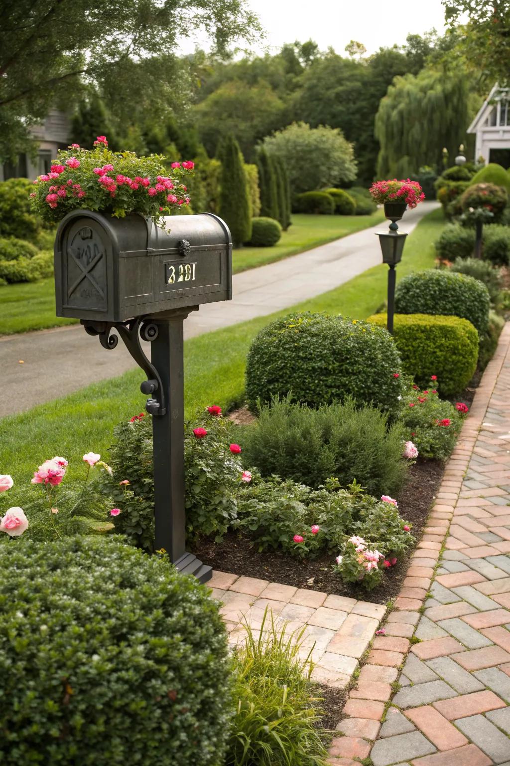 Symmetrical arrangements create a harmonious look around your mailbox.