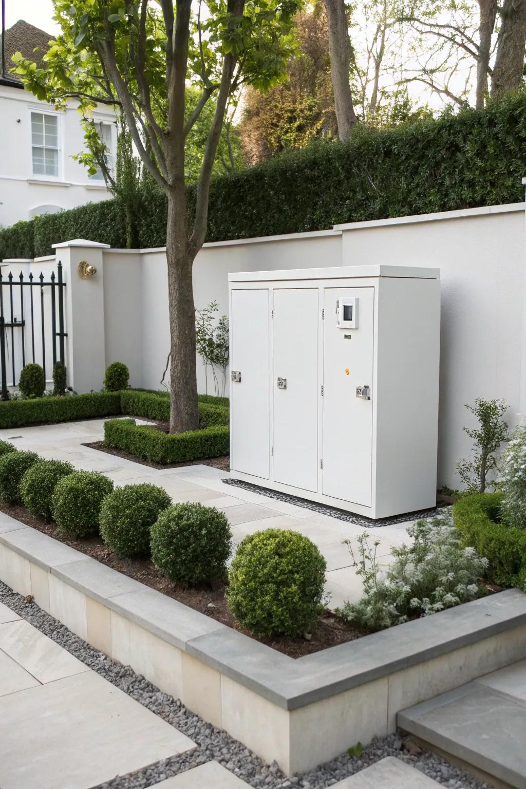 A custom cabinet provides both utility and elegance in your garden.