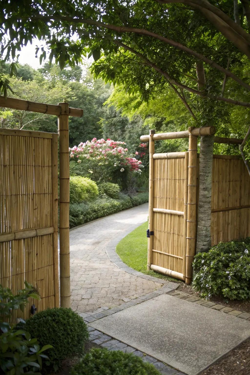 Bamboo gates offer privacy and an exotic touch.