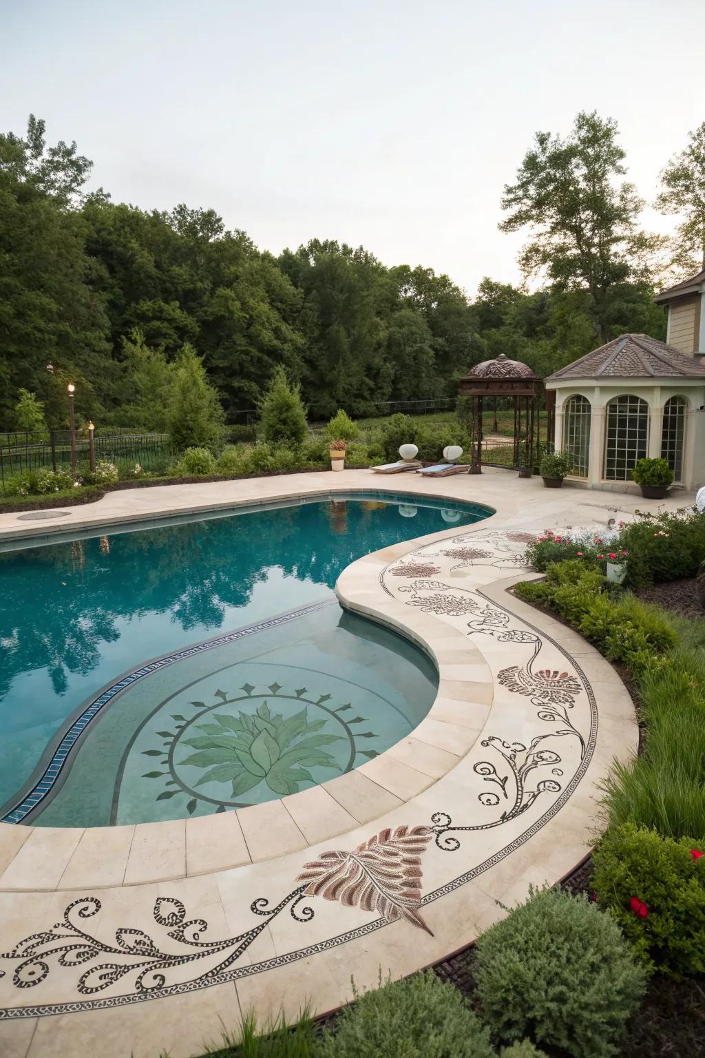 A uniquely shaped pool adds visual interest and uniqueness to your backyard.