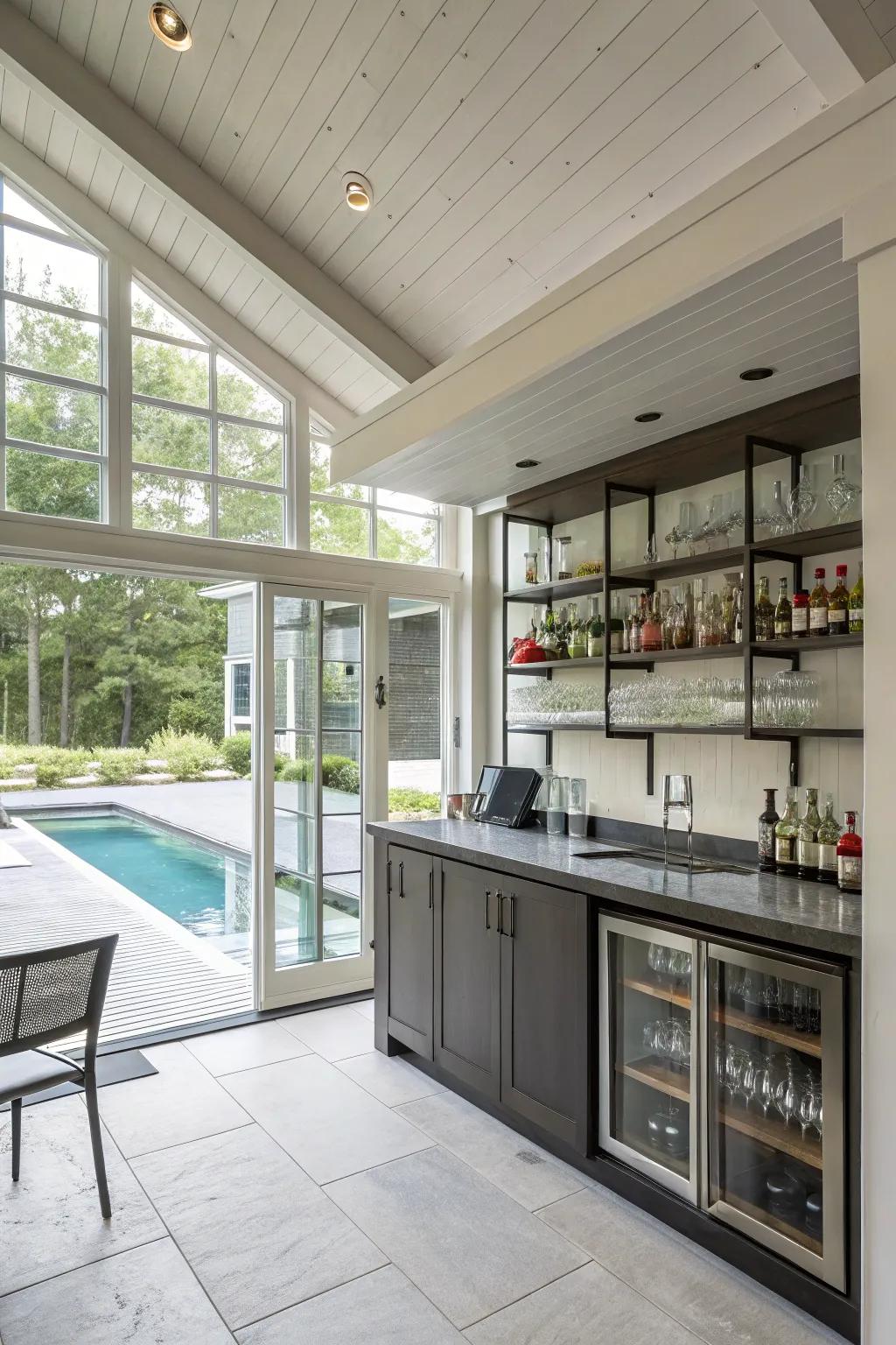 Functional design elements in a versatile pool house.