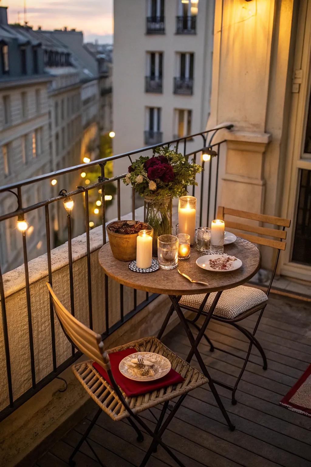Enjoy alfresco dining with a charming bistro set.