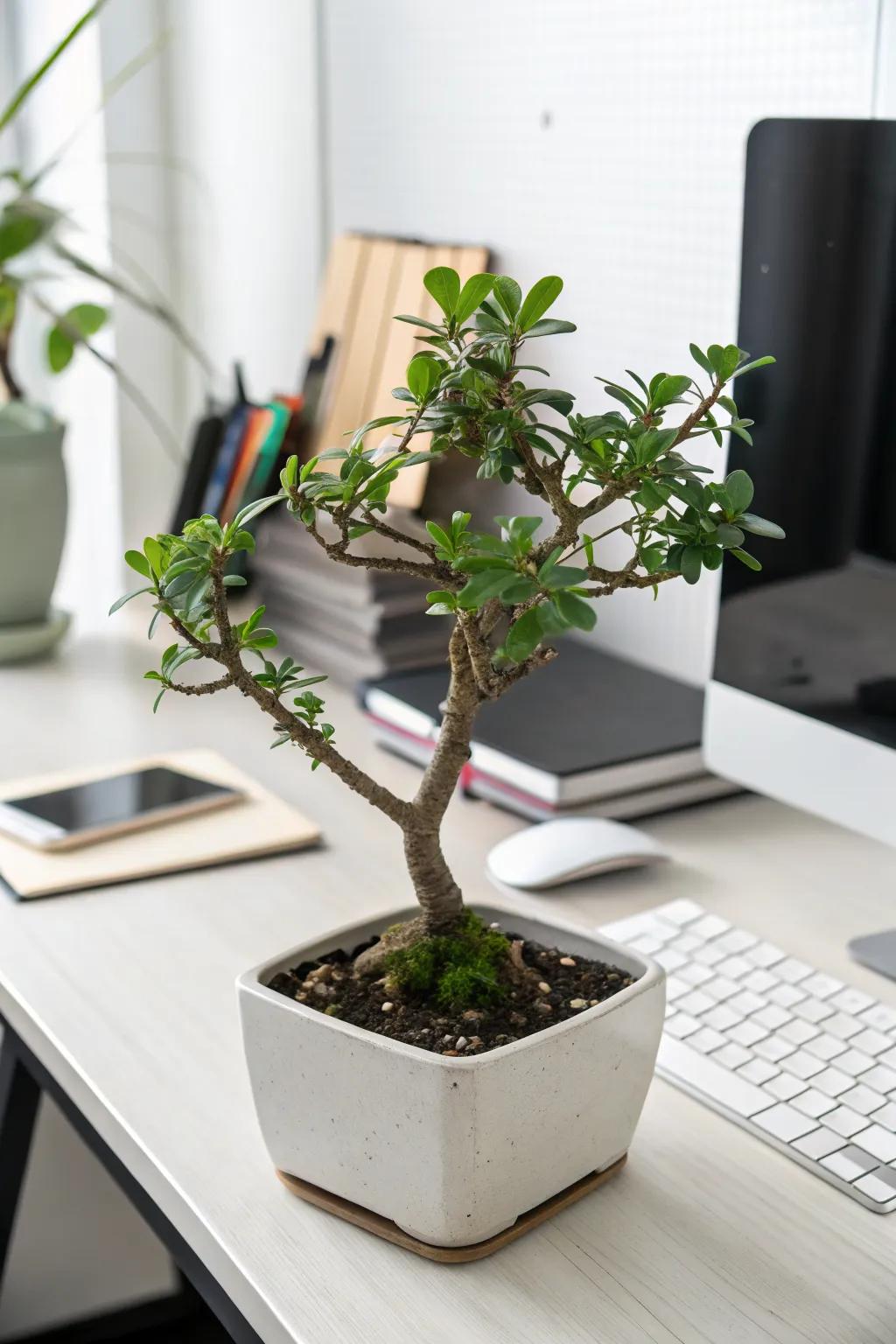 Simplicity at its best with a minimalist jade bonsai.