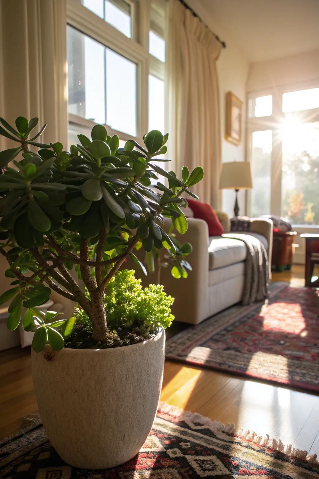 Create an indoor oasis with jade plants.