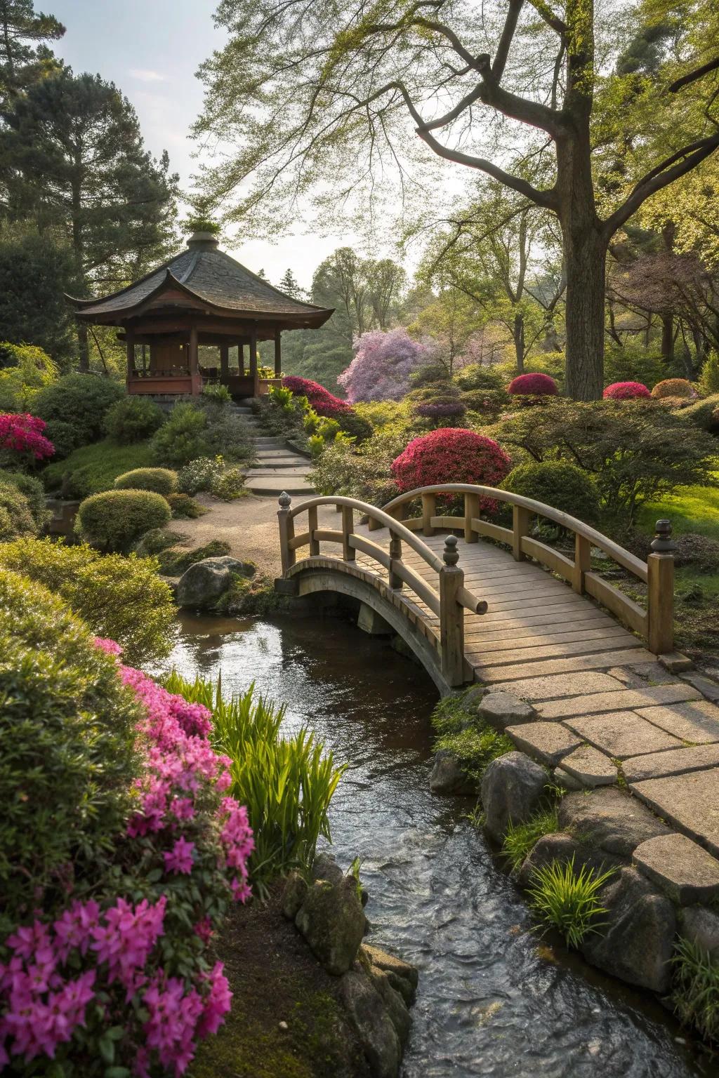 Wooden features add rustic charm and structure to this garden.