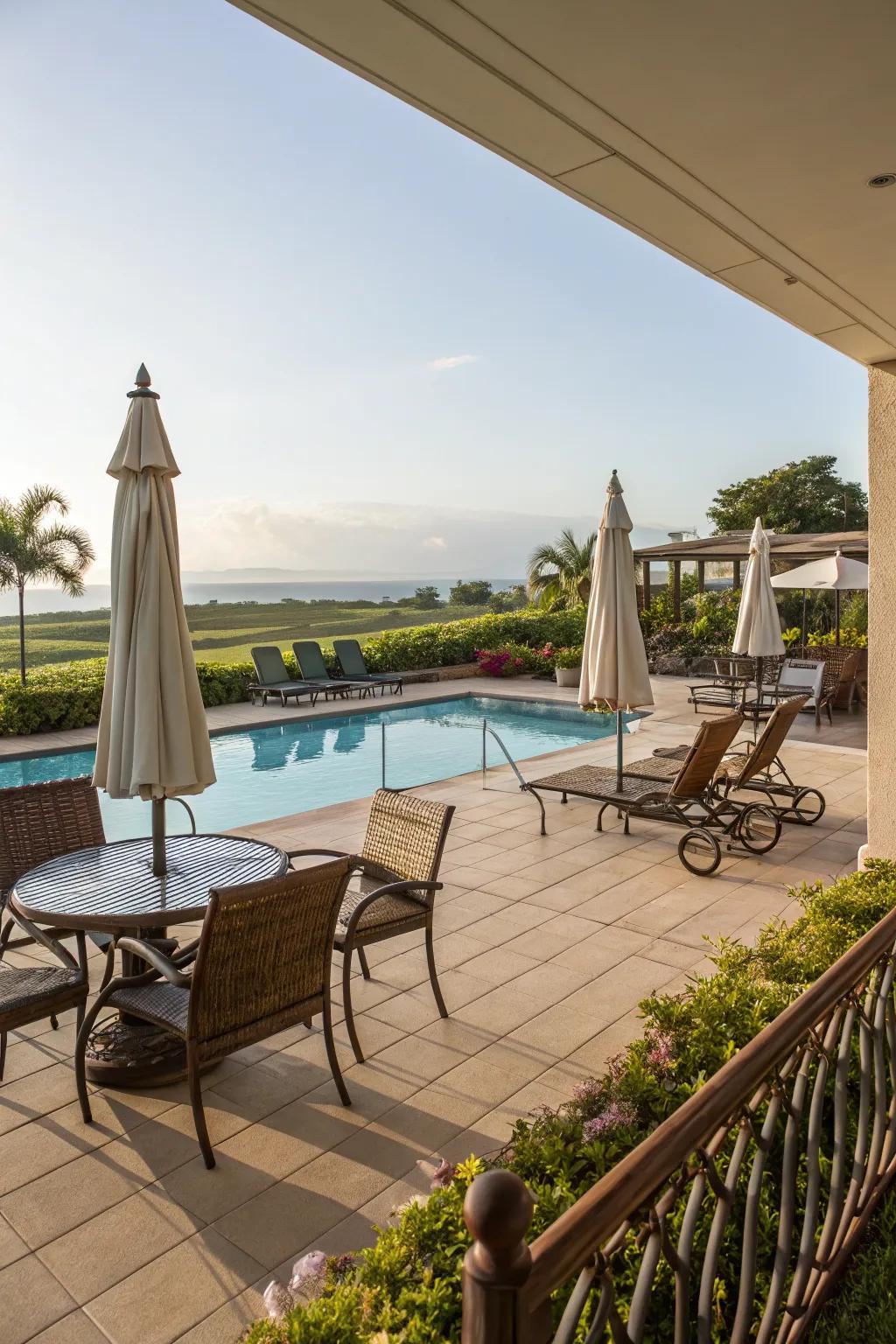 Blend your lanai with a poolside view for ultimate relaxation.