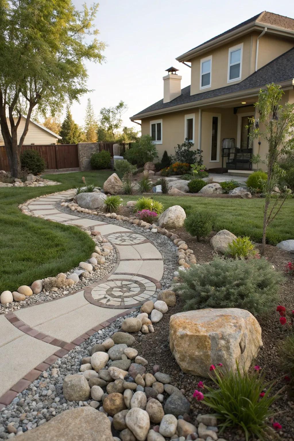 Rocks and stones lend a natural, timeless beauty to your front yard.