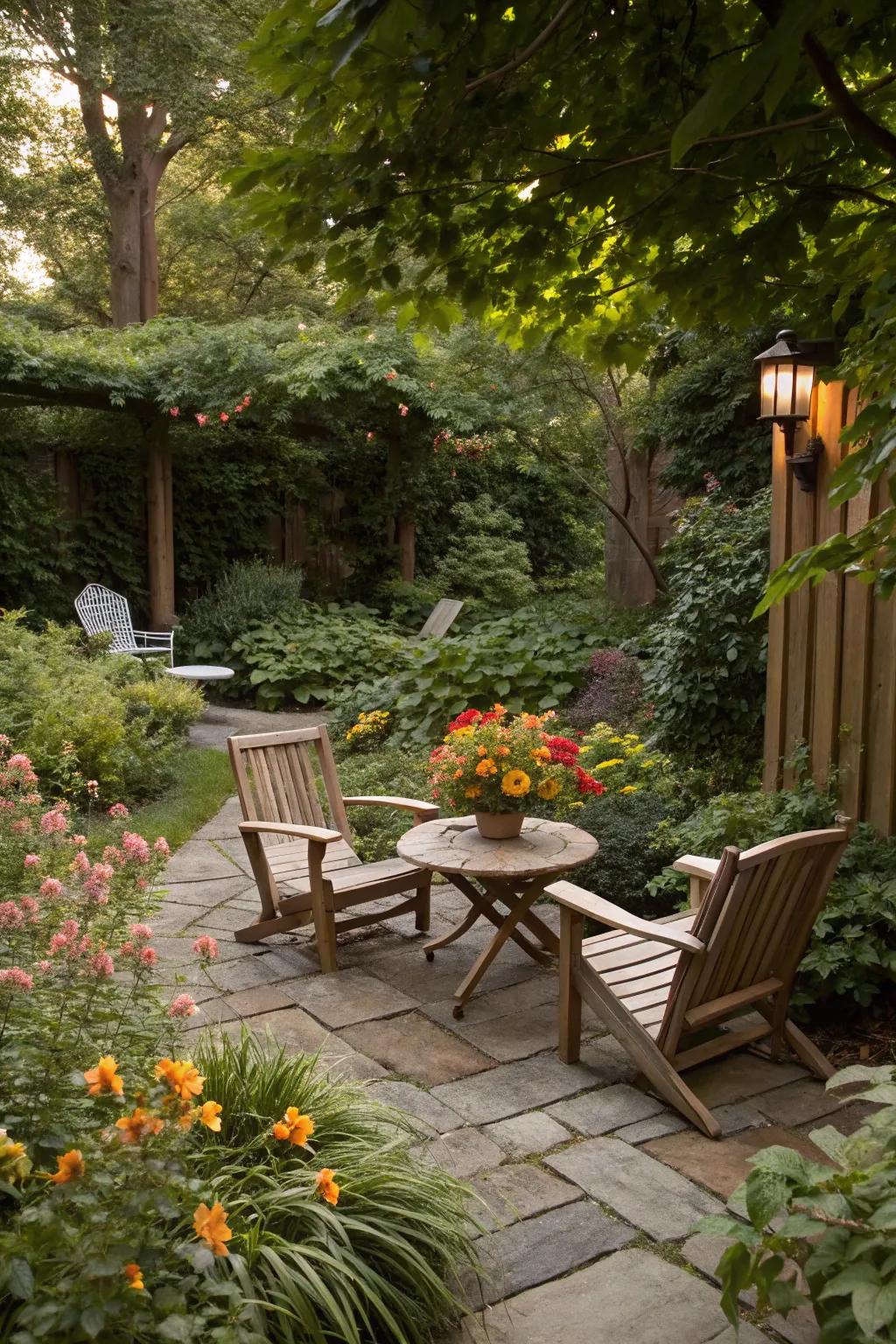 An outdoor living space invites relaxation and enjoyment.
