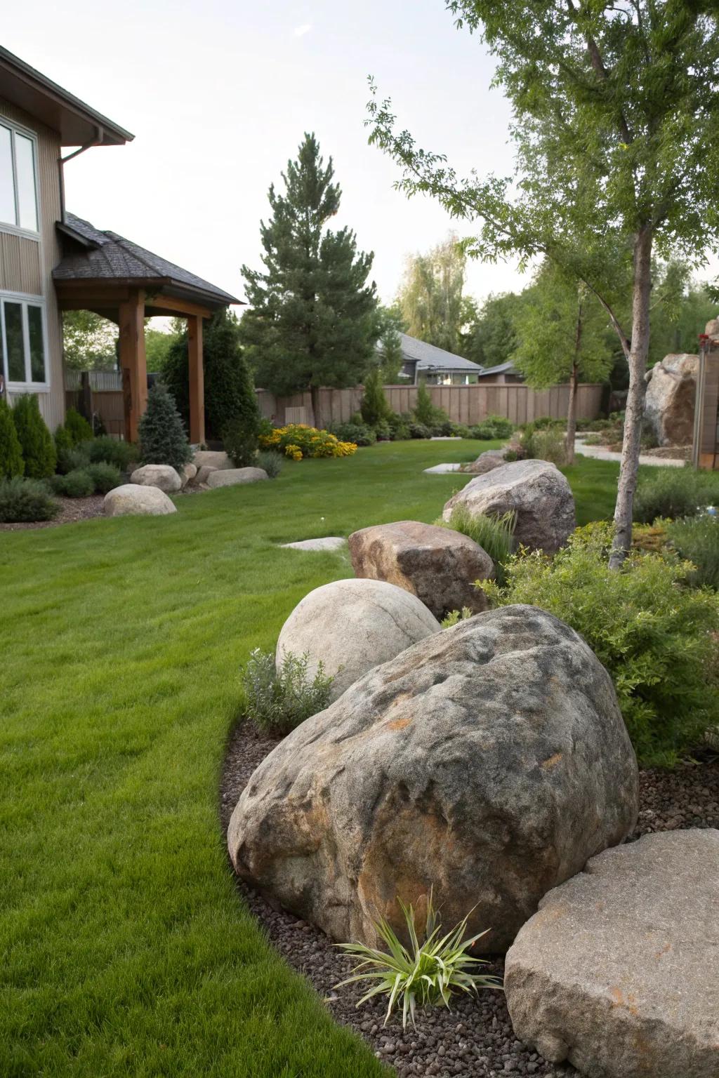 Enhance your lawn's beauty with natural elements.