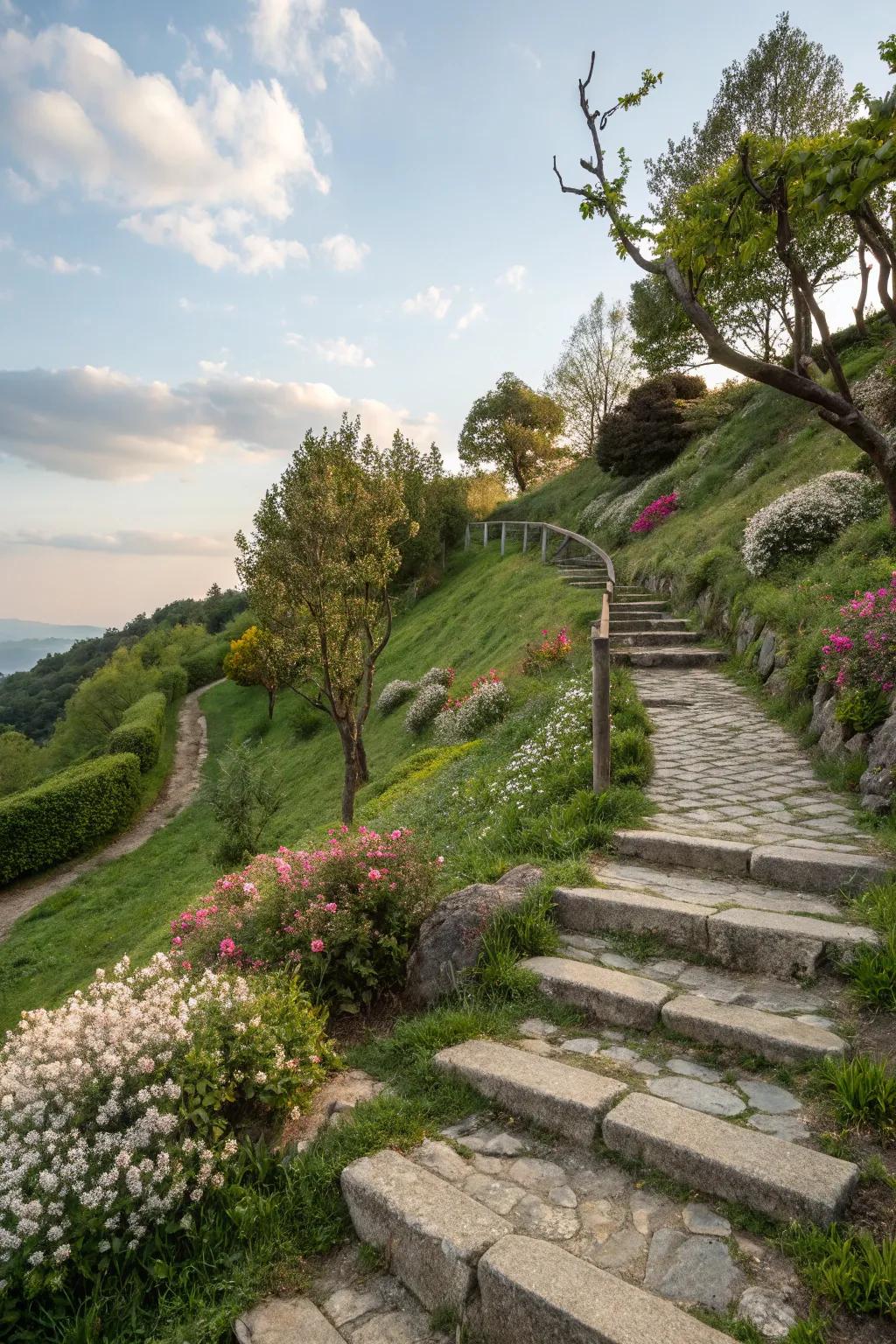 Steps and pathways add functionality and guide exploration.