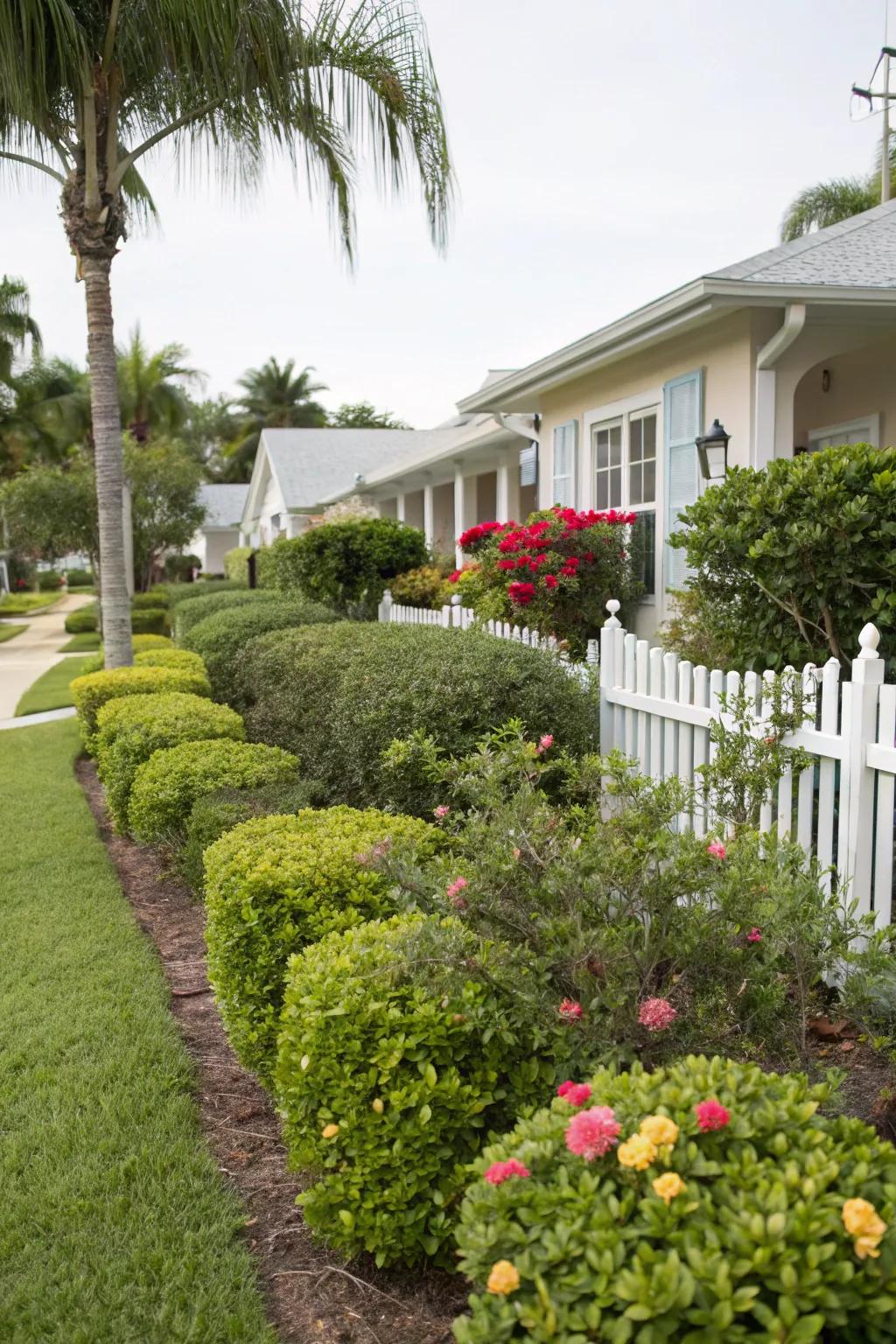 Structured bushes and shrubs add balance and beauty.