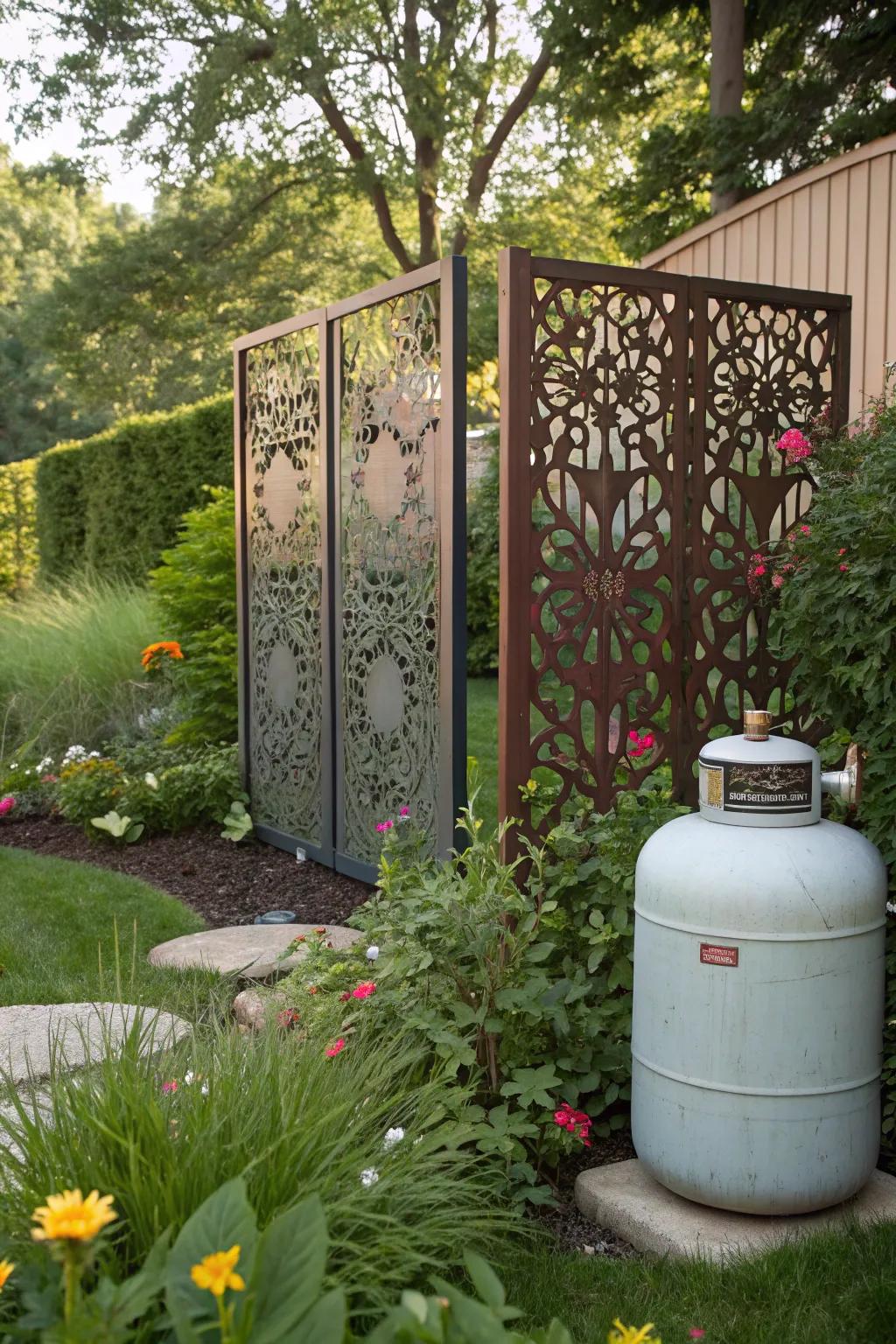 Decorative screens can add flair while effectively concealing your tank.