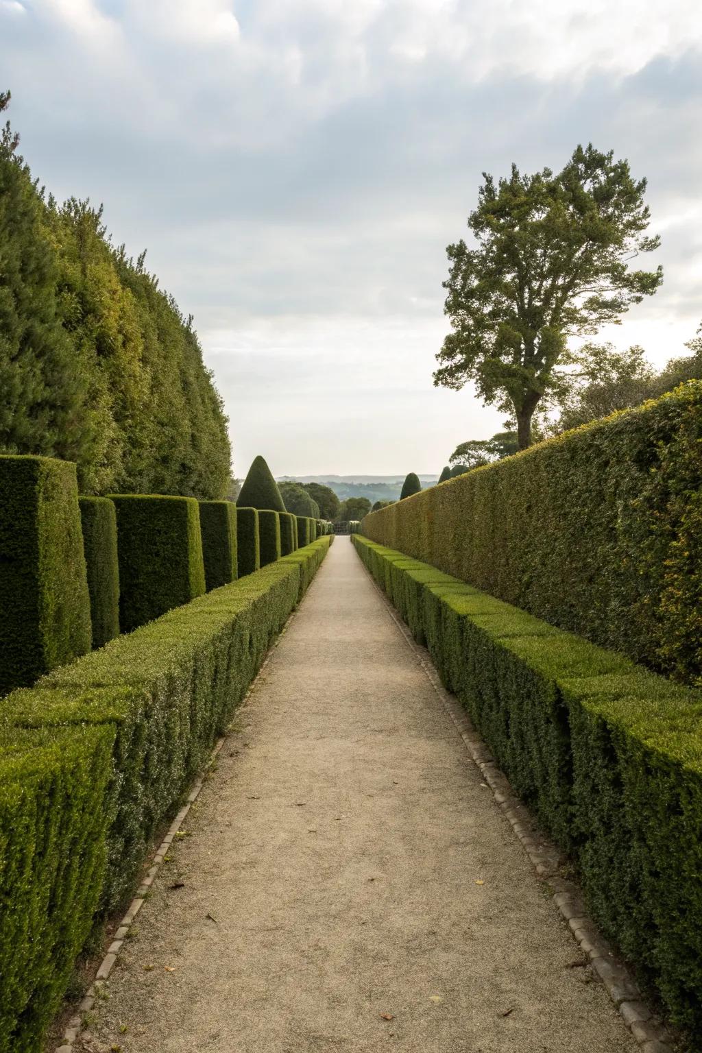 Symmetrical pathways add a touch of elegance to formal gardens.
