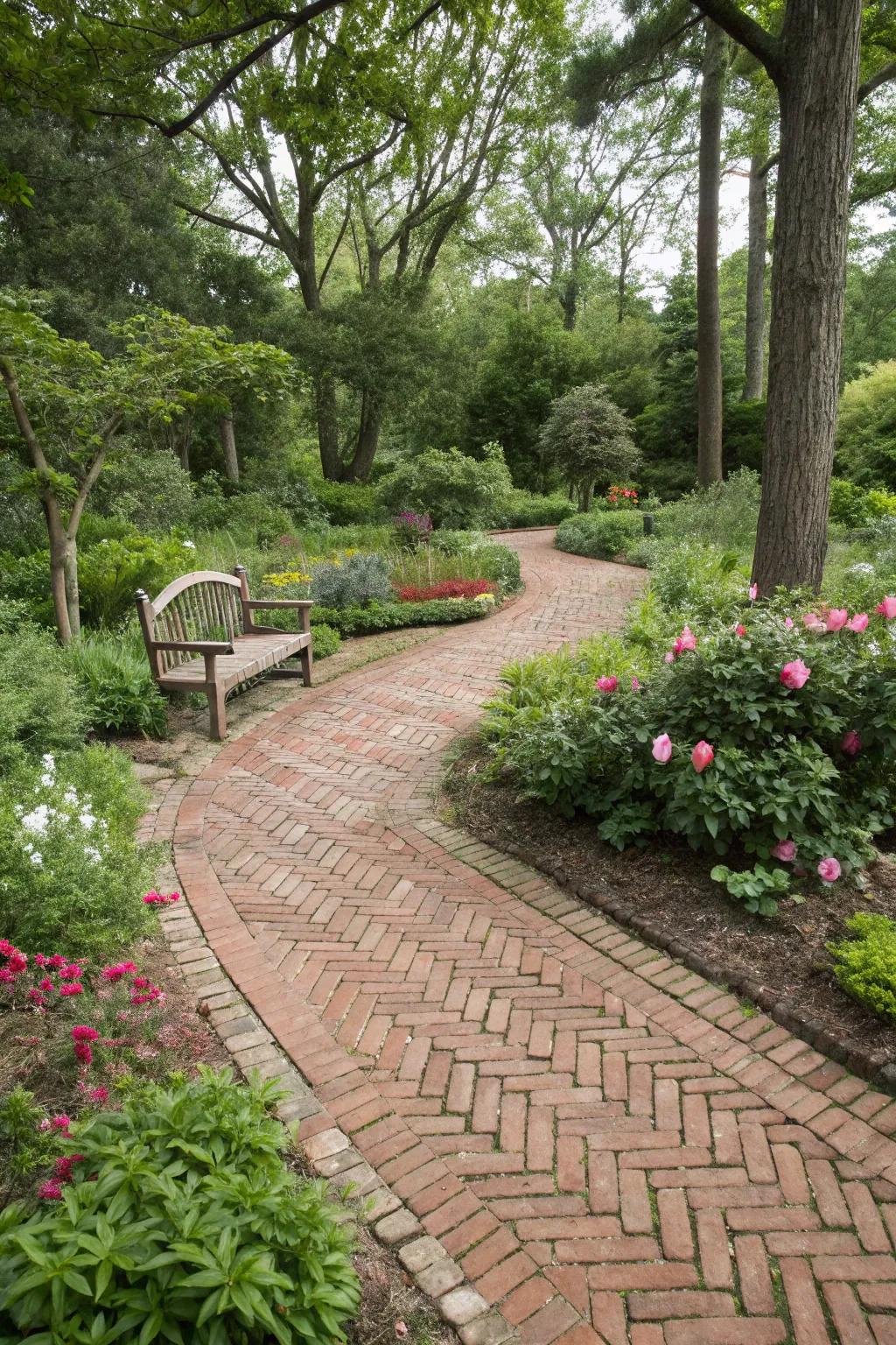 Add flair to your garden with decorative brick patterns.