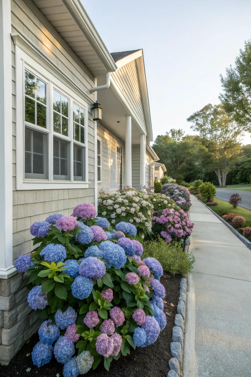 Hydrangeas beautifully enhance foundation plantings.