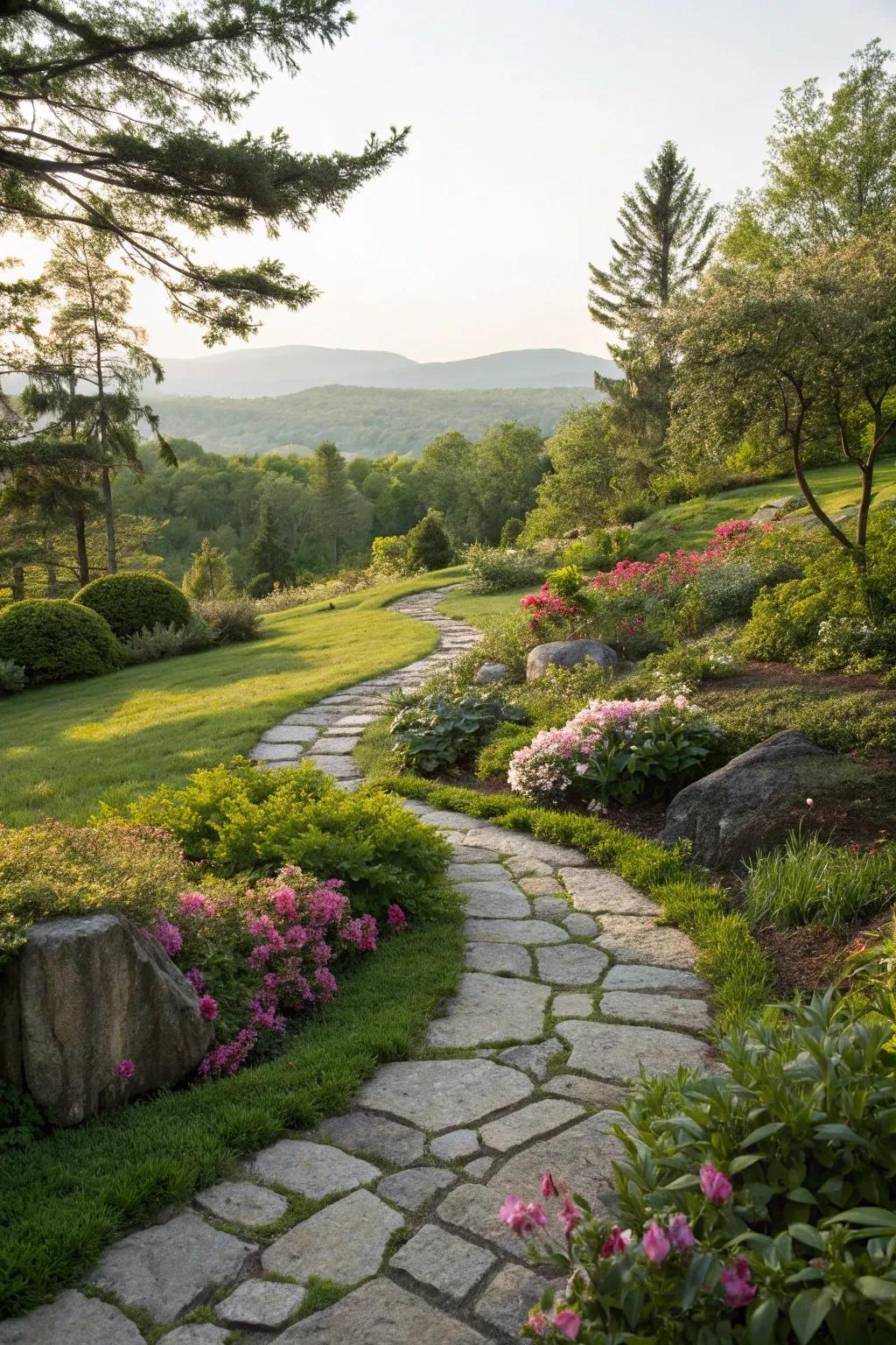 A winding rock pathway inviting exploration