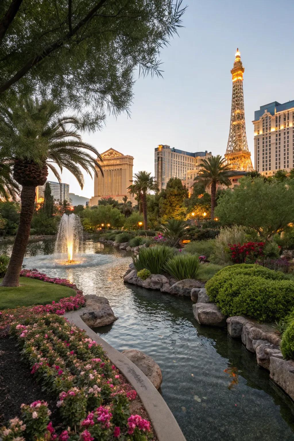 Water features add elegance and tranquility.