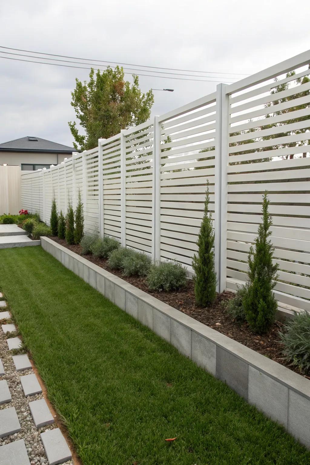 Horizontal lattice designs add a contemporary flair to your outdoor space.