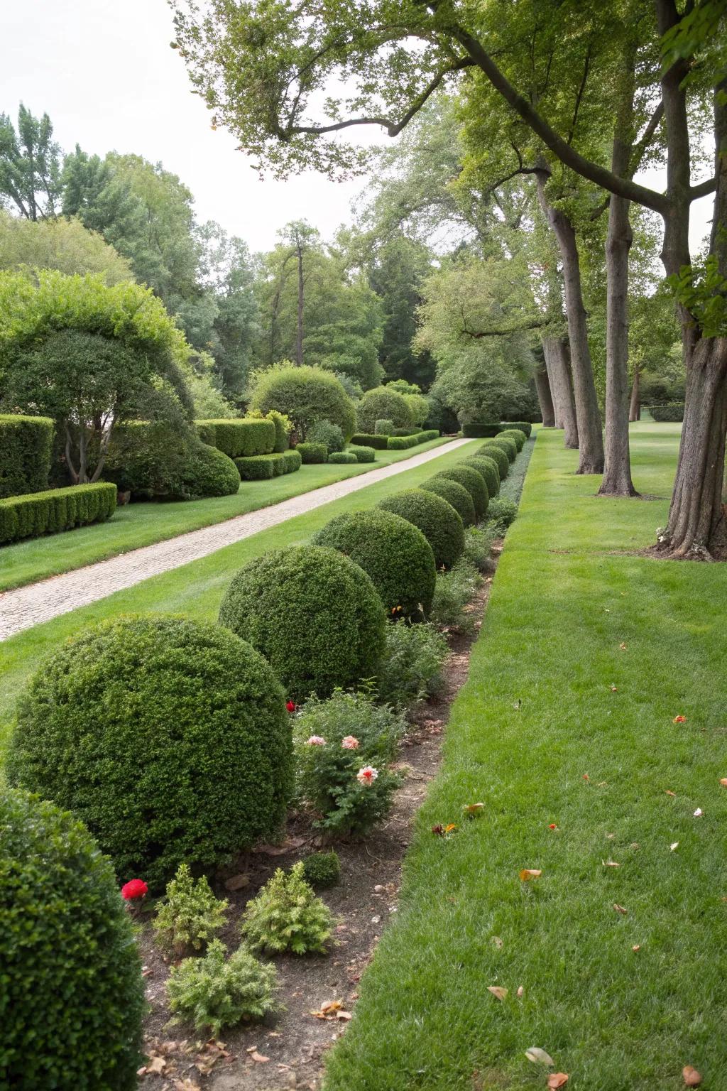 Elegant natural plant borders enhance garden charm.
