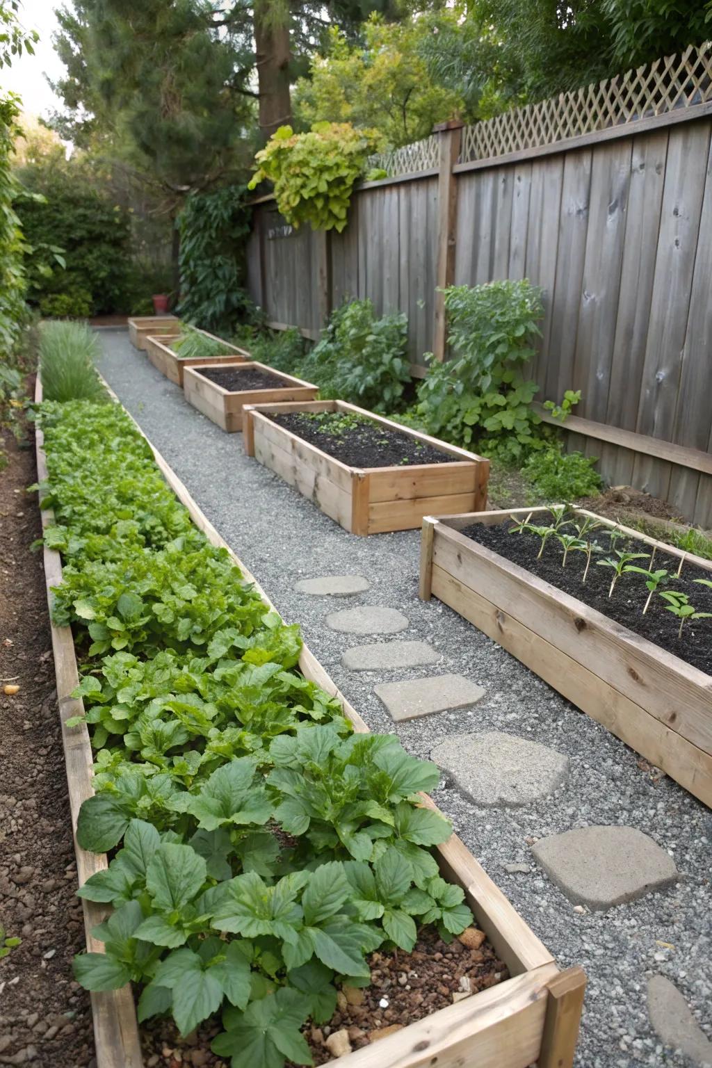 Achieve symmetry with twin garden beds.