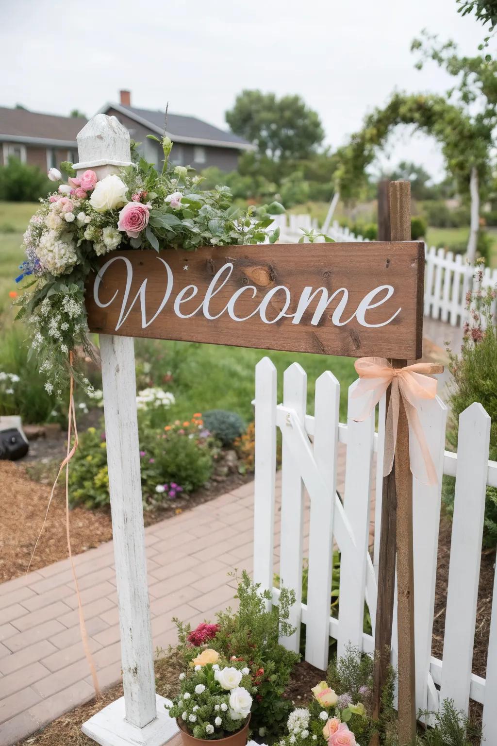 Greet your guests with a charming, personalized welcome sign.