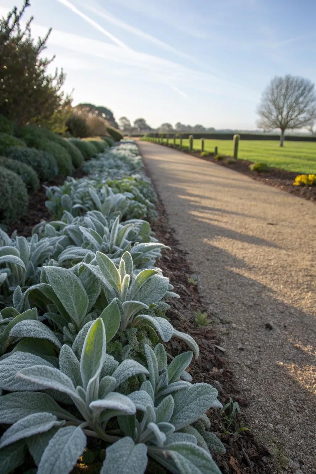 Lamb's ear adds unique texture with its soft, silvery leaves.