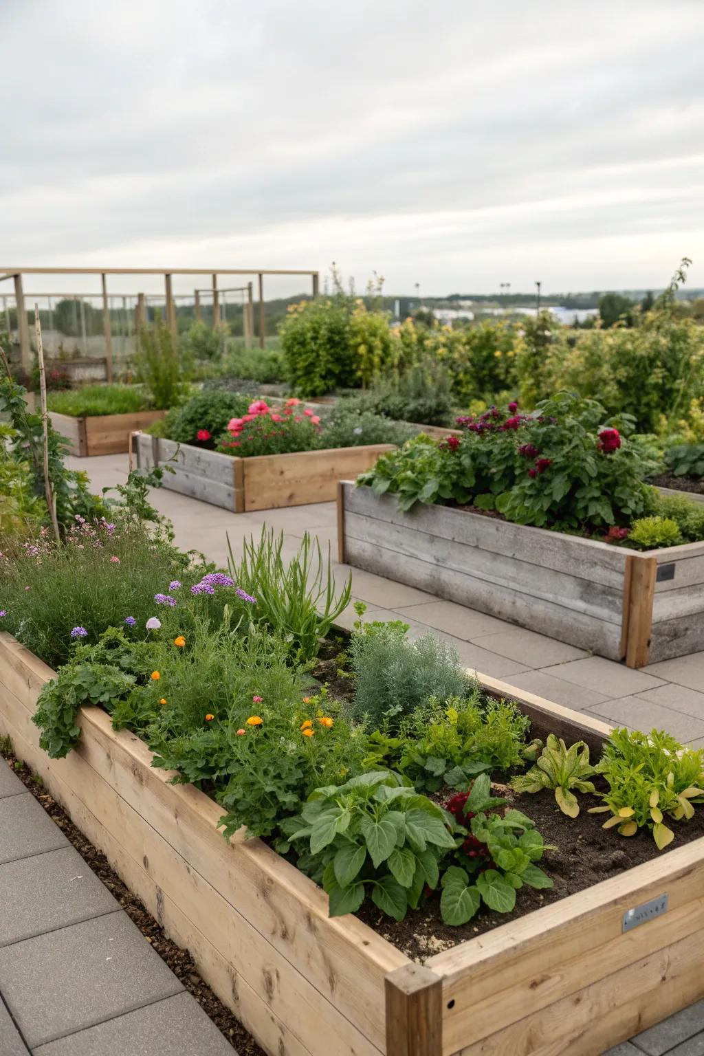 Raised beds simplify gardening and reduce weeding.