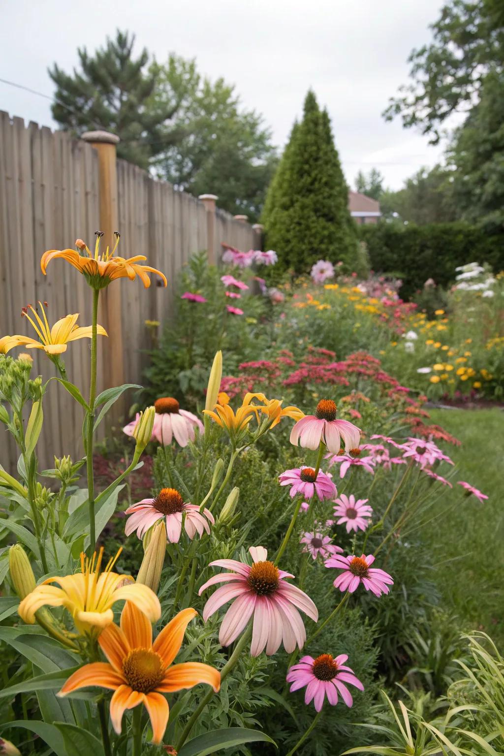 Perennials provide continuous blooms with little maintenance.