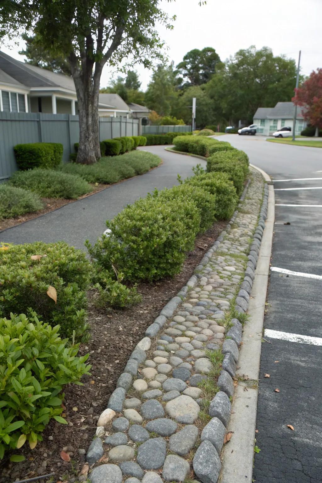 Hardscaping elements create structure and reduce maintenance.