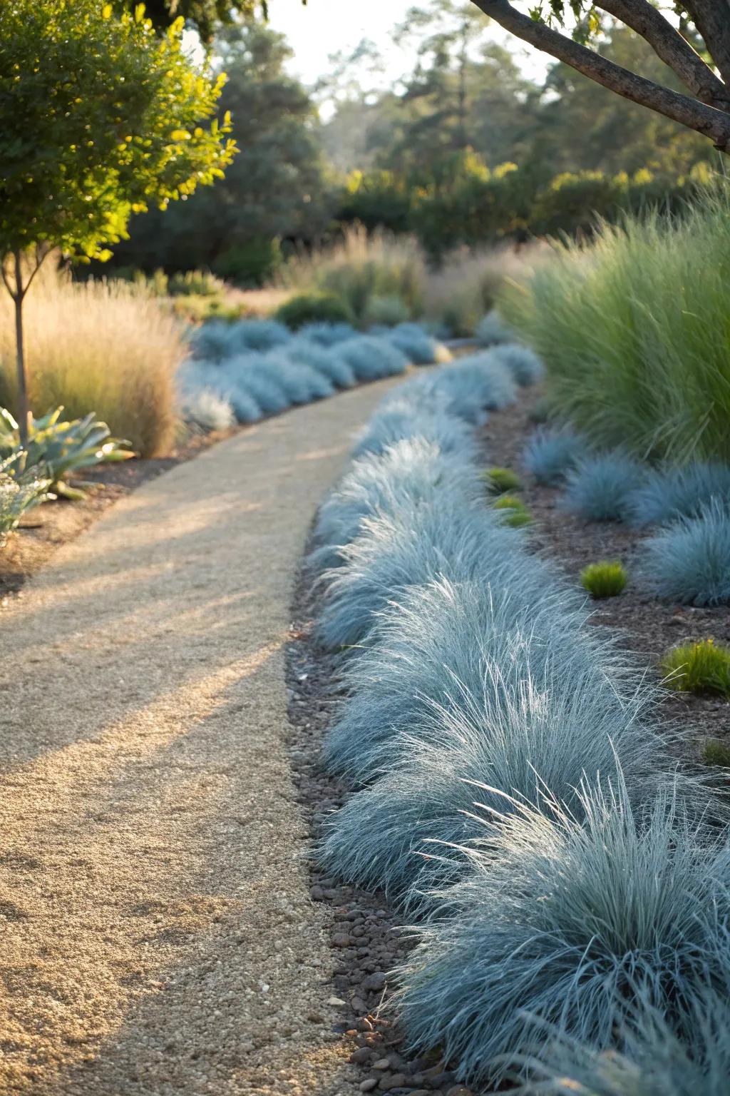 Stunning blue-gray foliage of Blue Fescue.