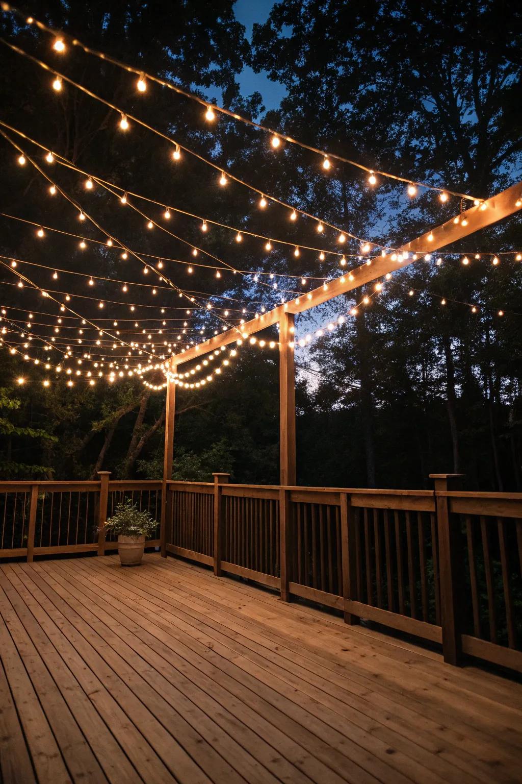 String light canopies bring the stars to your deck.