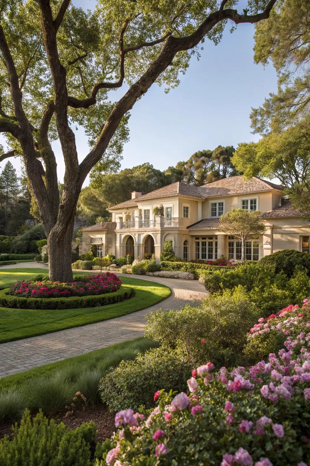 Lush landscaping that enhances the home's natural beauty.
